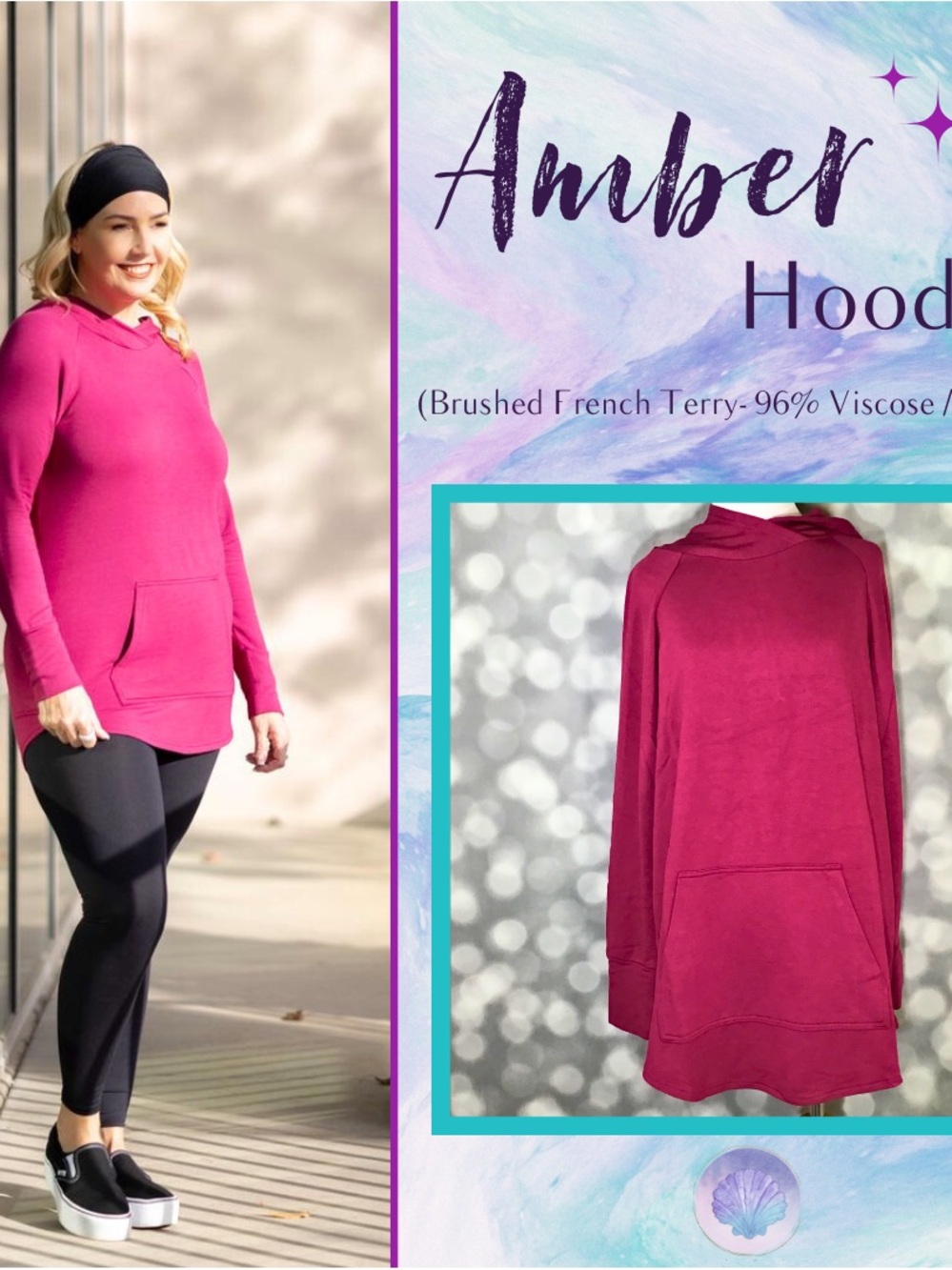 LuLaRoe Perfect Pocket Pink Hooded Pullover Size Medium